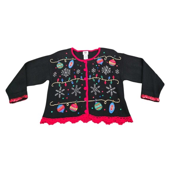 NutCracker Vintage Ugly Christmas Sweater Womens Size Medium Shoulder Pads - Picture 2 of 10